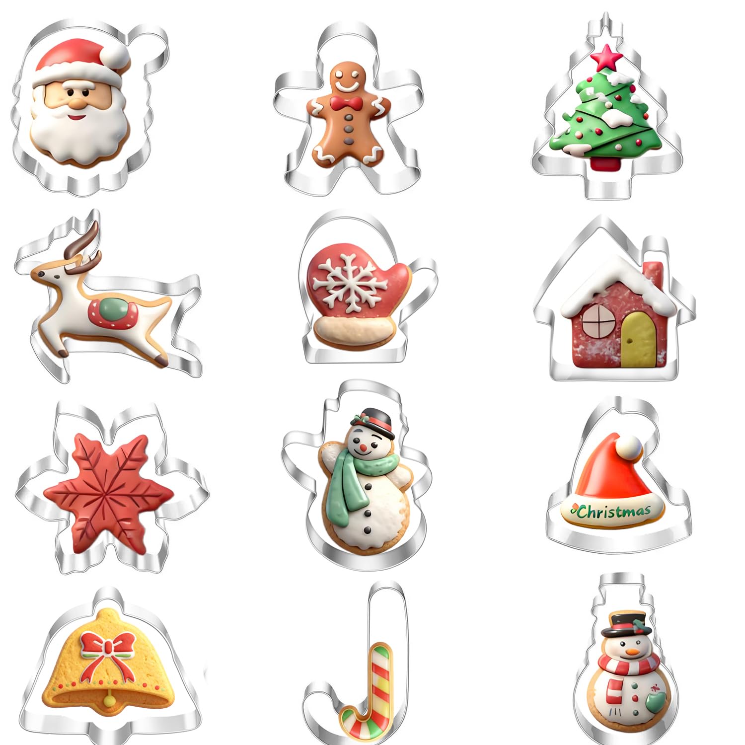 Plätzchenausstecher Weihnachten Set Edelstahl Keksausstecher Cookie Cutter 12pcs